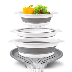 Foldable Drain Basket With Base Food Filter Collapsible <b>Colander</b> For Kitchen Use - Product Image 1