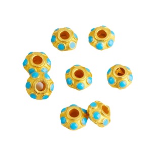 Perles d'espacement rondes en turquoise plaquées or 8 mm, composants de bijoux pour la fabrication de bracelets et colliers DIY, accessoires en gros - Product Image 5