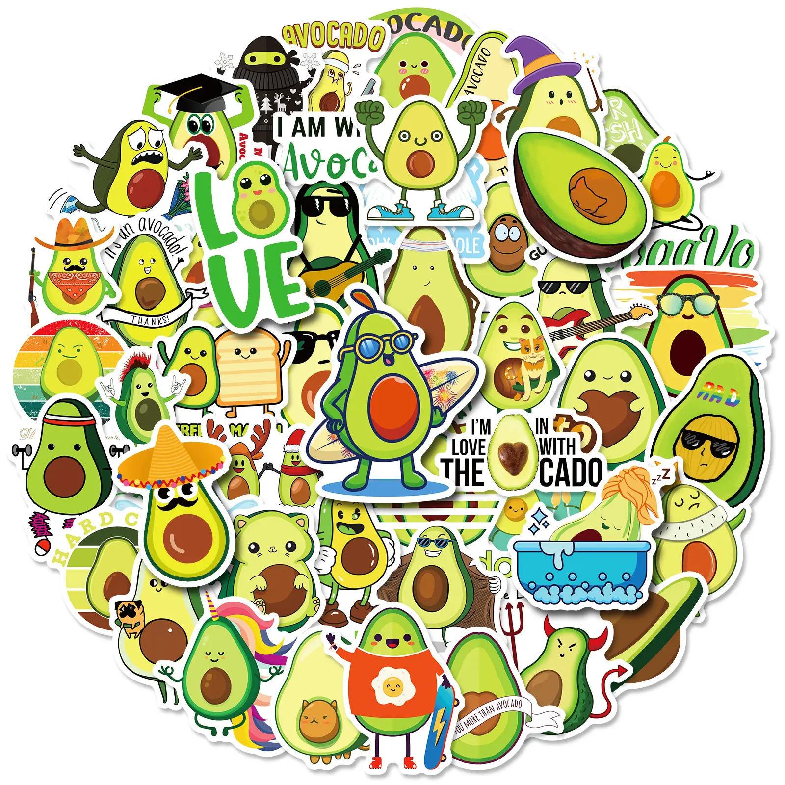 e-50pcs avocado graffiti stickers packs for Internet celebrity cartoon cute fruit creative car vinyl custom