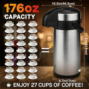 เครื่องจ่ายกาแฟแบบปั๊มพร้อมกระติกเก็บความร้อนสแตนเลสขนาด 176 ออนซ์ สำหรับเครื่องดื่มร้อน - Product Image 3