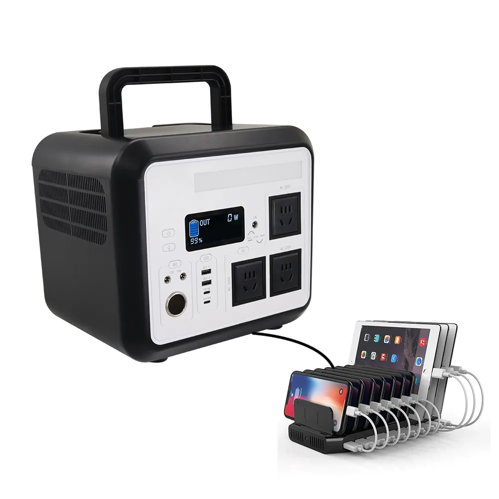 Generador portátil 2000W 2500W Estación de energía USB Tipo-C Salidas 1200W 921Wh Batería Estaciones de energía solar portátiles para el hogar