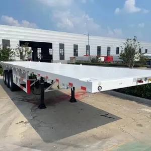 High Quality 40ft Flat Bed Semi Trailer 3-Axle Container Truck Trailer For Heavy Hauling