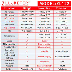 Modo Inteligente Multímetro Digital com Display LCD Teste <span class=keywords><strong>NCV</strong></span> Testes Voltímetro DC/AC para Continuidade de Tensão Doméstica <span class=keywords><strong>Multi</strong></span> <span class=keywords><strong>Tester</strong></span> - Product Image 6