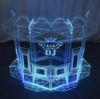 Station DJ moderne illuminée en acrylique, table de bar lumineuse à LED pour événements festifs, résistante à l'eau, cabine DJ transparente