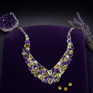 Collar de Piedras Facetadas de Citrino y Amatista - Una Fusión Radiante de Belleza y Energía - 588 quilates - Product Image 3