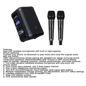 Altavoz Profesional XTUGA XTR-1 de 8 Pulgadas, Ideal para Actuaciones al Aire Libre, Altavoz <span class=keywords><strong>Activo</strong></span> de 2*150W con 2 Micrófonos - Product Image 3