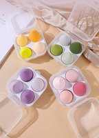 Spons Makeup Wajah PU Bebas Lateks Bentuk Tetesan Air Ungu untuk Kosmetik, dengan Desain Blush Sudut untuk Penyekat Riasan