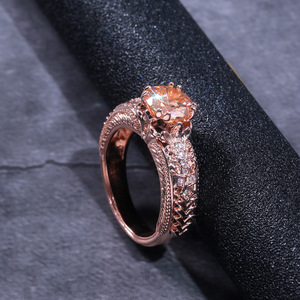 Bague ton rose pour femme, bijoux élégants et scintillants, vente en gros - Product Image 4