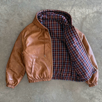 Blouson Bomber en Similicuir PU Double Face à Carreaux, Coupe Courte et Ample, avec Capuche, Personnalisable avec Logo, Haute Qualité, par Fabricant de Vestes