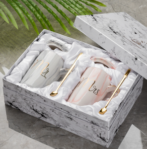 Taza de Cerámica con Diseño de Mármol Falso Rosa Gris al por Mayor |   Diseño de Lámina Dorada de Lujo |   Logotipo Personalizado |   Taza de Café Festiva para Regalo, Compra al por Mayor - Product Image 2