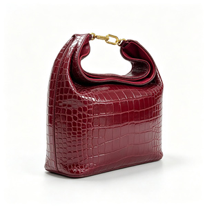 Premium Crocodile Embossed Cowhide Leather Hobo Bag Women <strong>Gold</strong> Chain Strap Soft Shoulder Underarm Bag <strong>Small</strong> <strong>Handbag</strong> OEM Low MOQ - Product Image 3