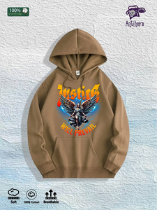 Magazzino Locale USA: Felpa con Cappuccio 100% Cotone con Grafica 'La Giustizia Prevalle', 7 Colori - Product Image 5