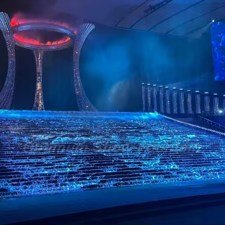 Optimum Show China National Games DMX Controlled Outdoor Artificial Waterfall Fountains Stainless Steel LED Digital Curtain