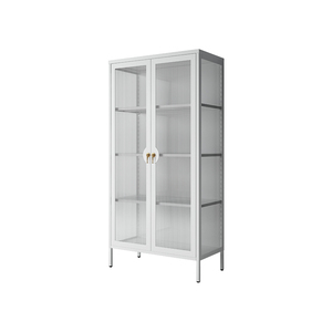 wholesale trading sideboard living room furniture metal-glass cabinet design high wine display cabinet white