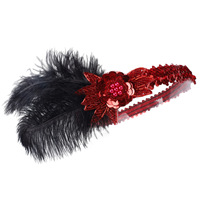 LOWOSAIWOR Feder-Pailletten 1920er Jahre Gatsby-Stirnband für Damen Erwachsenen-Party-Kopfschmuck Modell 16 Einzeln Verpackt ODM-Lieferung