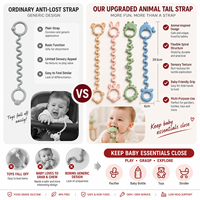 Sangle anti-perte personnalisée en silicone pour bébé |   Attache-tétine motif queue d'animal, sangle pour biberon, support de jouet pour poussette OEM ODM