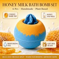 Ensemble de bombes de bain personnalisées au lait de miel naturel fait main, 6 pièces, 120g, Orange, Bleu, Couronne de cristal, Botanique, Hydratant, OEM, Marque privée