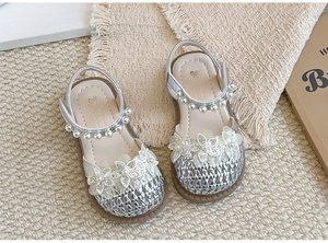 Sandalias de princesa de tejido hueco <span class=keywords><strong>para</strong></span> niñas 2026, sandalias de verano <span class=keywords><strong>con</strong></span> lazo de perlas, zapatos antideslizantes <span class=keywords><strong>para</strong></span> bebé - Product Image 3