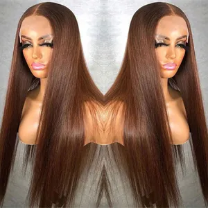 Cheap Light Brown Lace Front Wigs Bone Straight Human Hair Wigs For Black Women Hd Lace Frontal Wigs Raw Brazilian Human Hair