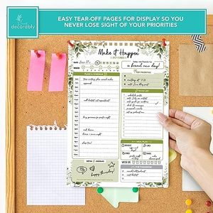 Daily Planner Notepad Decorably Detailed 52 Sheets Spring-Bound Leather Bound Daily Schedule <strong>Task</strong> Planner To-Do List Notepads - Product Image 6