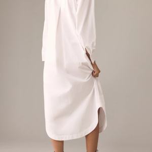 Robe chemise décontractée à manches longues brodée de fleurs, respirante, écologique, avec ceintures en dentelle et décorations ajourées pour l'été - Product Image 2