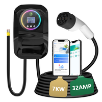 E-mingze Nouvelle Tendance 32A/7KW Type2/GBT/Type1/Prise Tesla Chargeur AC Mural Monophasé Mode 3 Convivial pour Recharge de Véhicules Électriques