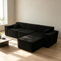 Canapé modulaire en tissu rembourré en forme de L pour villa moderne, avec dossier à coussins, compression sous vide, éponge haute densité à rebond rapide