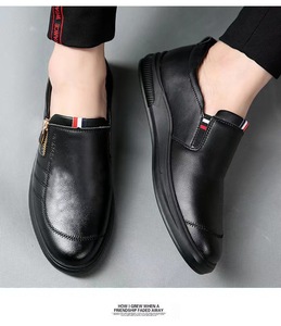 Nuevo estilo para caminar, zapatos informales, <span class=keywords><strong>zapatillas</strong></span> para correr, cremallera, deslizamiento en cómodos zapatos de cuero para hombres - Product Image 2