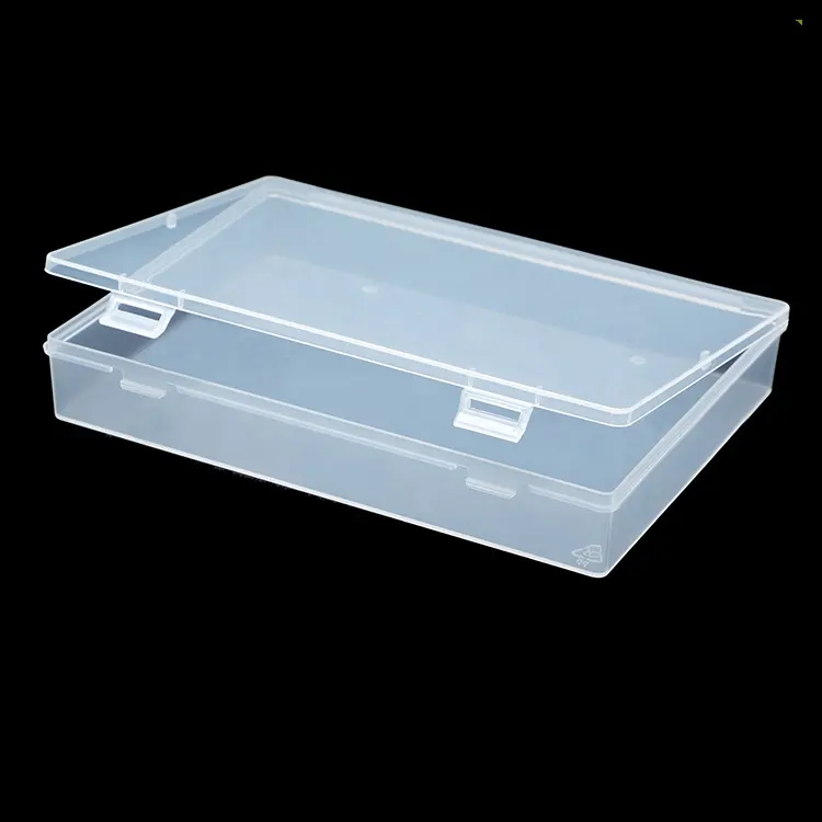 Caja de almacenamiento de plástico rectangular transparente, contenedor de plástico duro multifunción