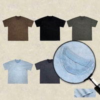 Camiseta de Manga Corta para Hombre, Cuello Redondo, 250g, Algodón Puro, Corte Holgado, Estilo Urbano Americano, Transpirable, Suave, Informal de Verano