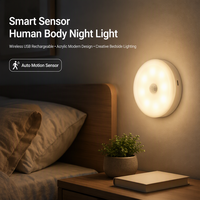 Veilleuse Intelligente à Détection Corporelle Sans Fil, Rechargeable par USB, en Acrylique, Design Moderne et Créatif pour Chevet et Armoire de Chambre