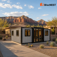 Maison conteneur extensible BlocNEST, bungalow préfabriqué modulaire avec aménagement flexible pour la vie de famille et les vacances