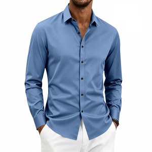Customized <b>Men's</b> Casual Dress <b>Shirts</b> Breathable Quick Dry Long Sleeve Button Down Slim Fit Spring - Product Image 3
