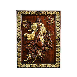 Panel de Relieve de Madera del Asunción Católica de la Virgen María, Arte Mural Rectangular de la Ascensión de la Virgen con Ángeles para Decoración de Altar de Iglesia - Product Image 1