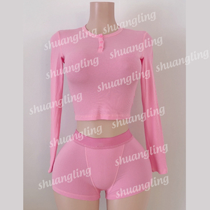 Set da Donna Personalizzabili con Logo, in Cotone a Costine, Abbigliamento Casual per il Tempo Libero, Set Due Pezzi con Leggings, Abbigliamento Femminile, Set Loungewear - Product Image 3