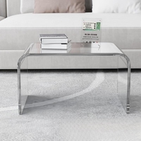 Table basse en acrylique moderne et minimaliste pour salon, table d'appoint de canapé, table haute transparente pour balcon ou baie vitrée