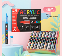 Lot de 48 Marqueurs Peinture Acrylique Pointe Pinceau Sans Agitation Sans Pression Encre Liquide Multi-Surfaces Fournitures Artistiques Studio Vente en Gros