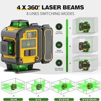 Trépied de niveau laser industriel 4x360 auto-nivelant, niveau laser vert 4D, outil de nivellement laser, 2 batteries lithium 18V DC, 1 an de garantie