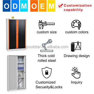 Grauer Körper Weiße Tür Knock Down Regale Datei Tambour Tür 4 Türen <span class=keywords><strong>Almirah</strong></span> Schrank Mit Akten schrank Stahl Schließ fächer Zerlegen - Product Image 3