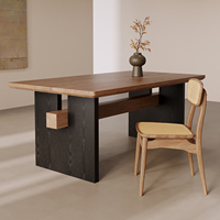 Table de salle à manger rectangulaire en bois de pin massif de style mi-siècle, plateau de 50 mm d'épaisseur, tailles personnalisées, vente en gros