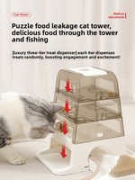 Nouveau jouet pour chat multifonctionnel en plastique, distributeur de nourriture, auto-amusant, anti-ennui, baguette de chat et griffoir, pour aire de jeux éducative