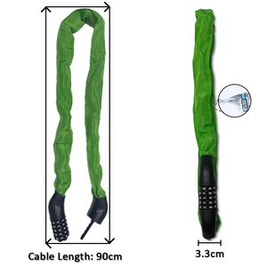 Antivol de vélo à <span class=keywords><strong>code</strong></span> à 5 chiffres, chaîne de vélo de 100 cm, câble de vélo, antivol de vélo - Product Image 4