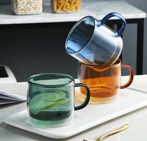 <span class=keywords><strong>Taza</strong></span> de Vidrio de Doble Pared de 250 ml, Colorida, para Café, con Asa, en Oferta - Product Image 6