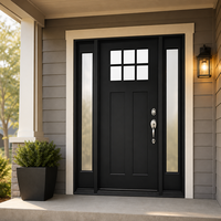 Porte battante sur mesure en fibre de verre isolante avec finition noire mate moderne, isolation acoustique et double vitrage trempé