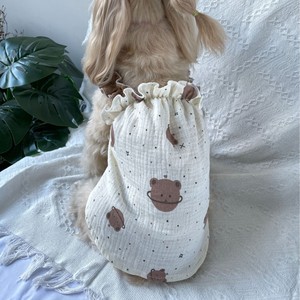 Robe pour animaux de compagnie à imprimé animal mignon pour chats et chiens, jupe légère en polyester avec volants et motif d'ours, pour l'été et le printemps - Product Image 3