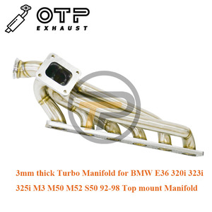 Tubo de escape OTP de 3mm de espesor, Colector de brida Tur bo T4 para B E36 <span class=keywords><strong>320i</strong></span> 323i 325i M3 <span class=keywords><strong>M50</strong></span> M52 S50 92-98, Colector de montaje superior - Product Image 3
