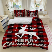 Ensemble de literie personnalisé sur le thème de Noël, imprimé numérique Père Noël et sapin, housse de couette en polyester