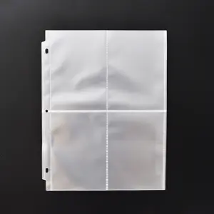 Letter Size Transparent Clear Trading Card Sleeves With 4 Pockets Each Top Loading Page Protectors For 3 Ring Binder