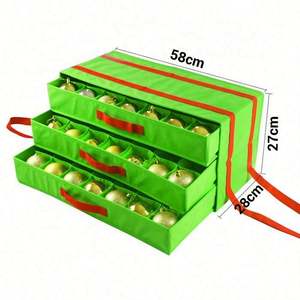 Caja de Almacenamiento Plegable para Adornos Navideños con Material Resistente No Tejido, Tapa Extraíble, Capacidad para 64 Adornos Navideños Estándar - Product Image 3
