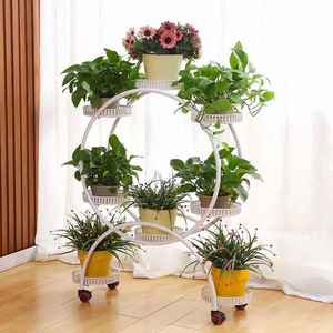 6鉢植えの金属製植物スタンドラック屋内植物フラワースタンド屋外植物スタンドパティオガーデンリビングルーム用 - Product Image 1